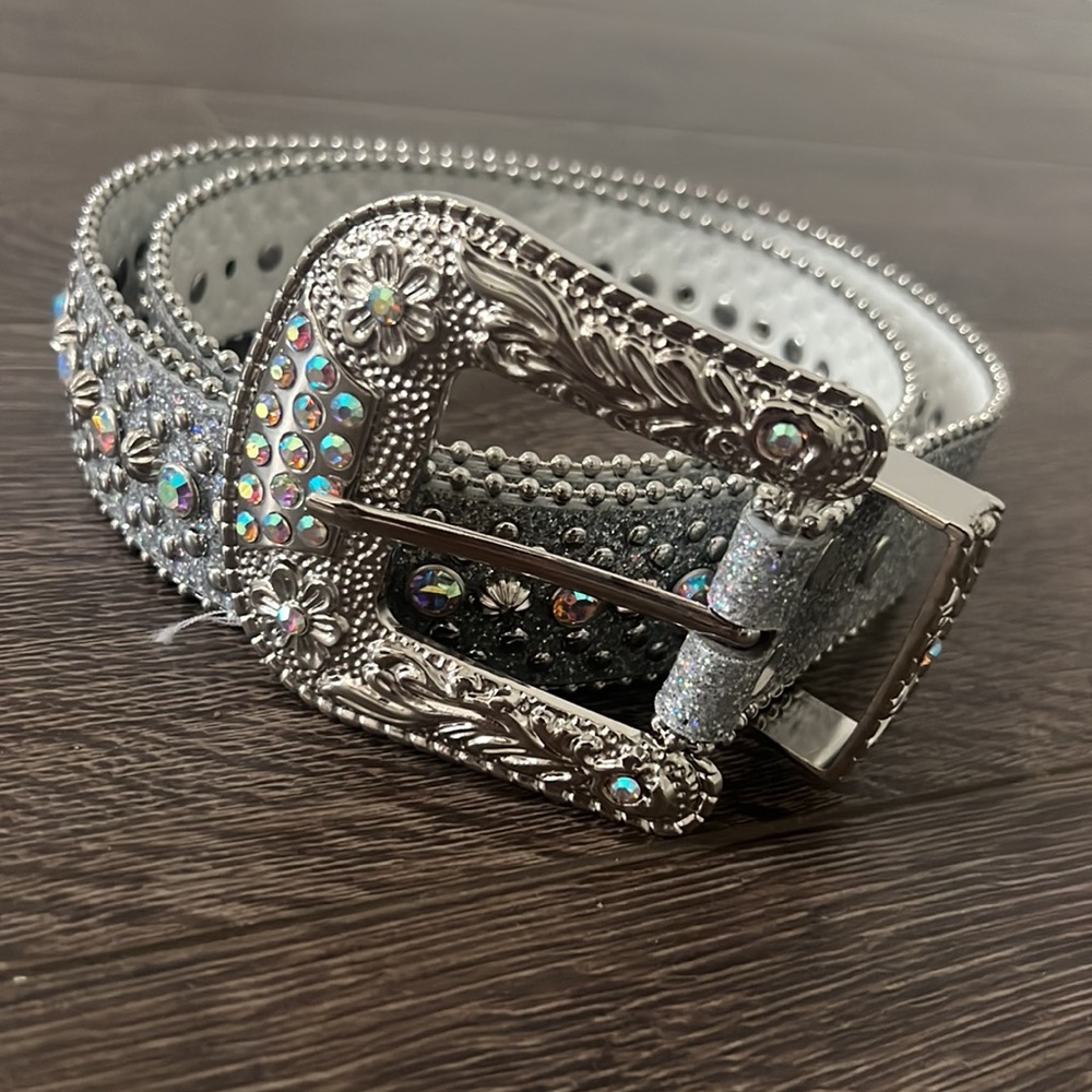 Brand new silver jeweled belt